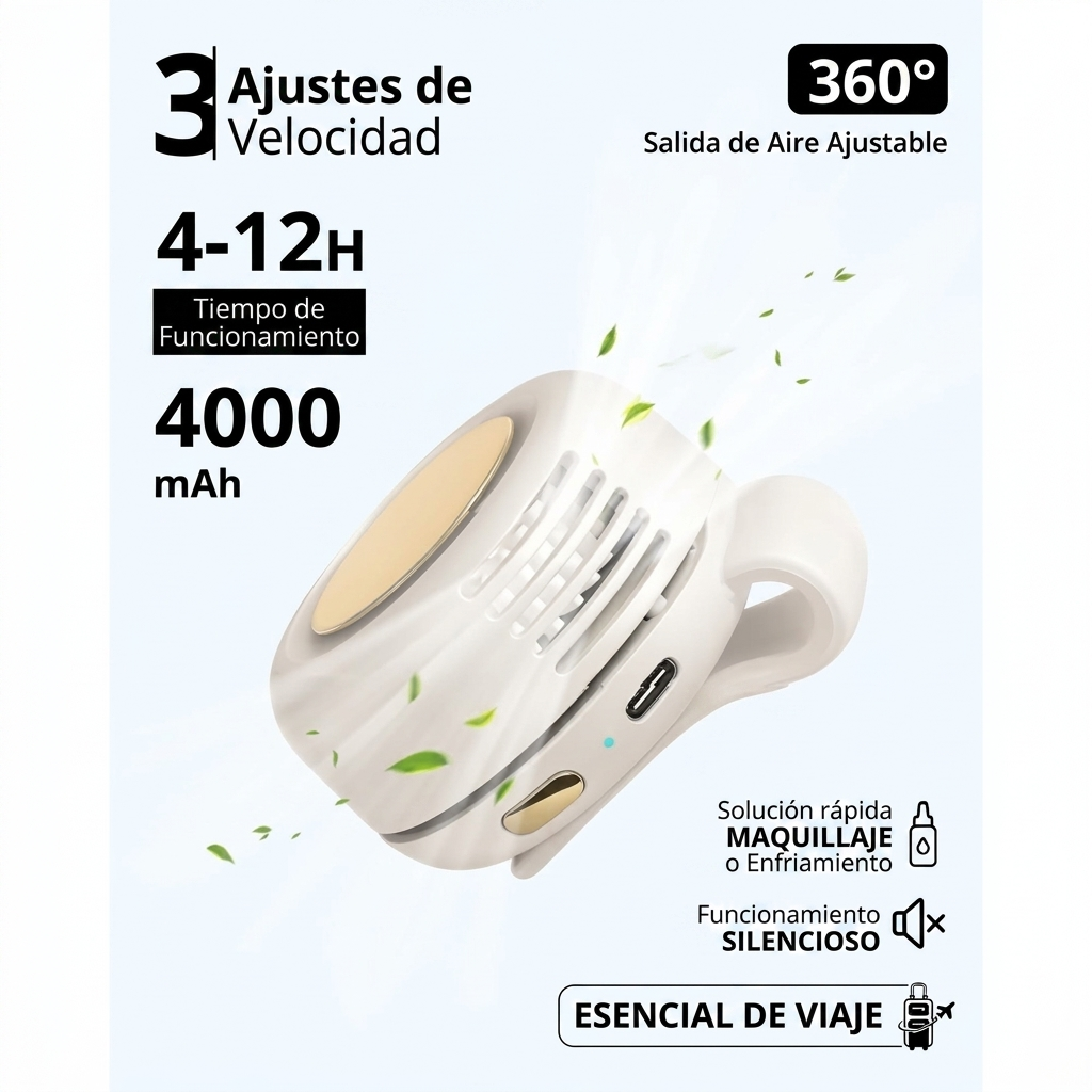 Mini ventilador portátil adaptable