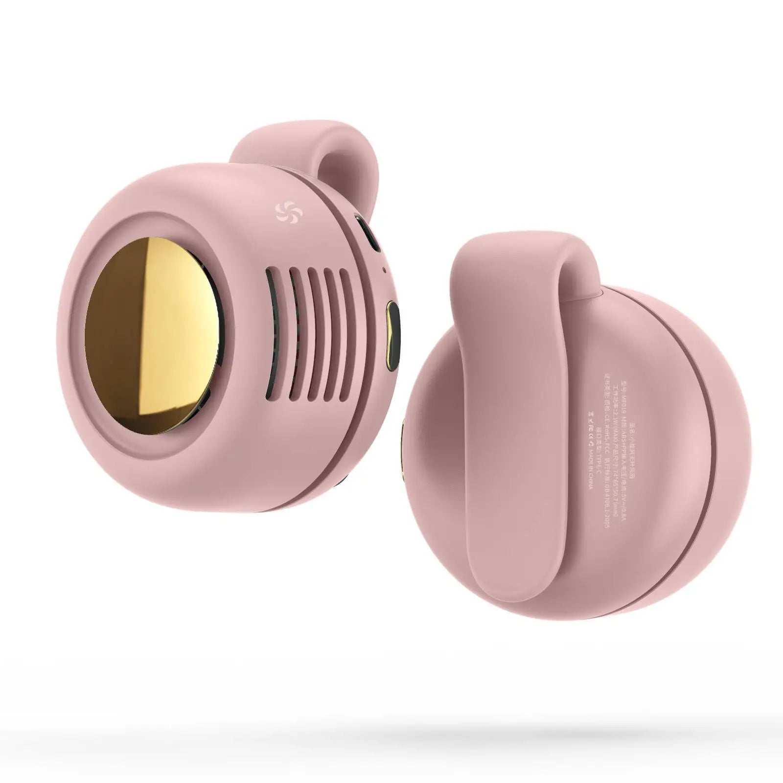 Portable Silent Fan Mini USB Rechargeable Bladeless Electric Clip-On Fan Adjustable 3-Speed Waist Fan Rotating Body Fan